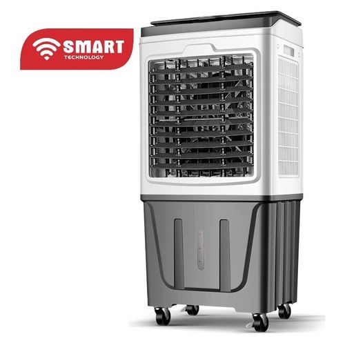 SMART TECHNOLOGY Refroidisseur D'Air Rechargeable Blanc Avec Télécommande Et Deux Boites à Glace (STV-AC4590R) -9 Vitesses- DC 12 V - 50 W SMART TECHNOLOGY Refroidisseur D'Air Rechargeable Blanc Avec Télécommande Et Deux Boites à Glace (STV-AC4590R) -9 Vitesses- DC 12 V - 50 W